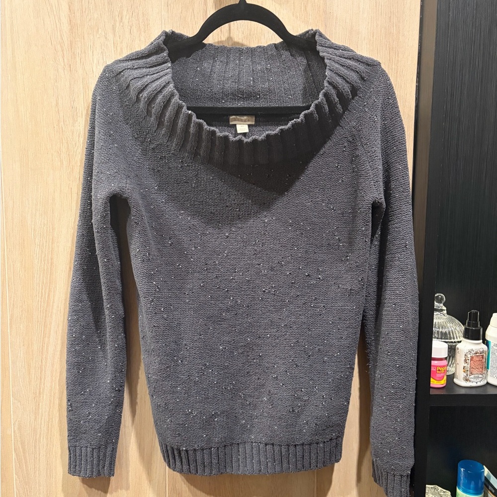 Ultra Soft Charcoal Off-the-Shoulder Sweater
